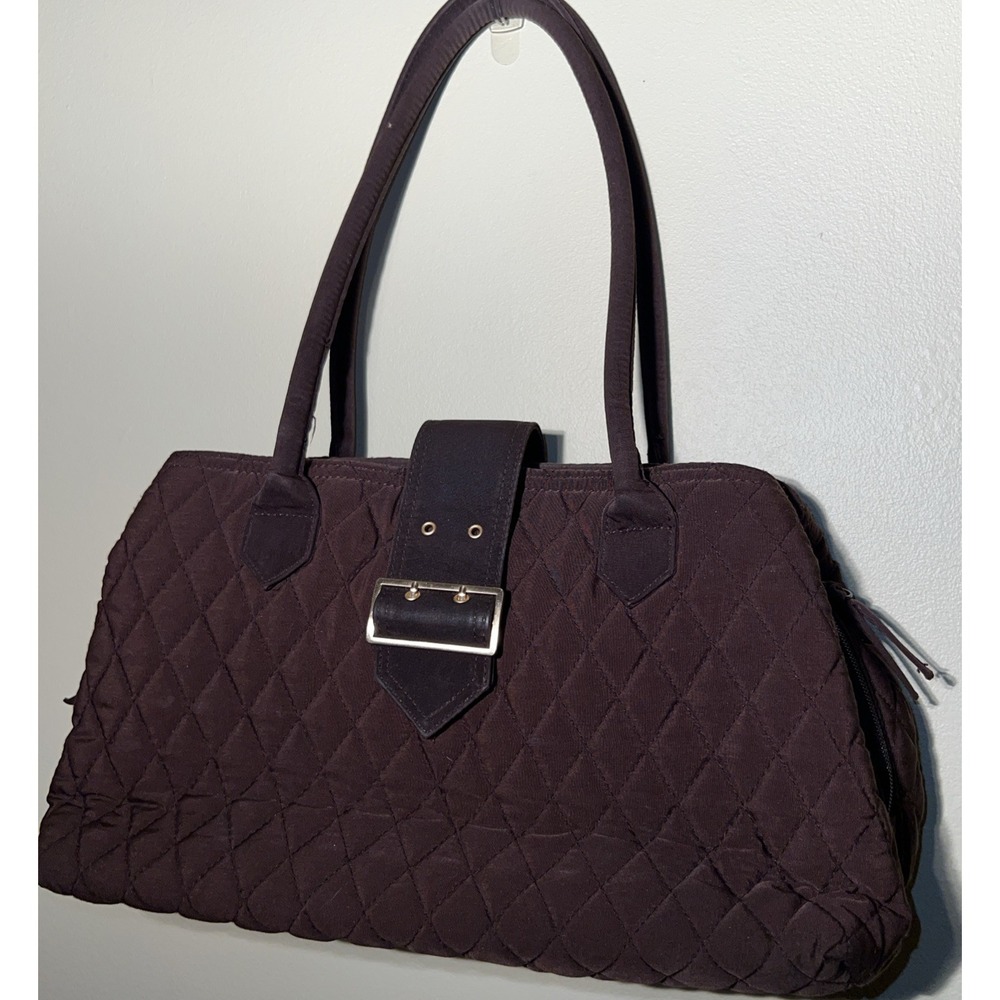 Vera Bradley Microfiber Satchel Black (dark brown) Footed Bottom Shoulder Bag